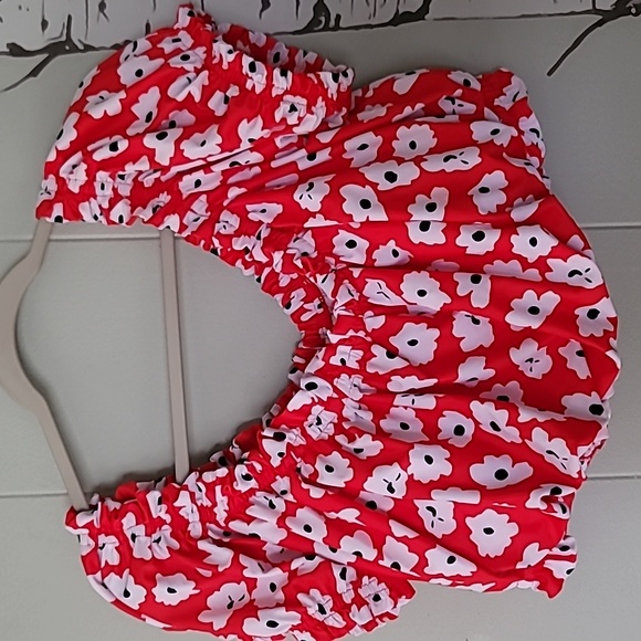 SHEIN red floral posie bathing suit top 4xl - Picture 1 of 5